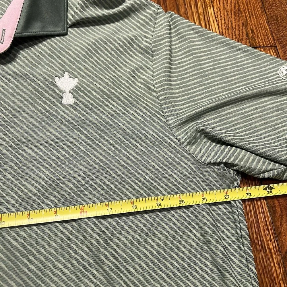 Puma Golf Arnold Palmer Polo Size Men's Large Green Striped Umbrella Polyester - Picture 8 of 11